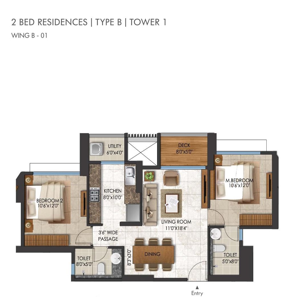 2 BHK Floor Plan 2